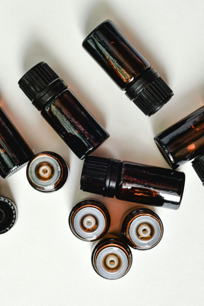 Essential oil bottles aromatherapy